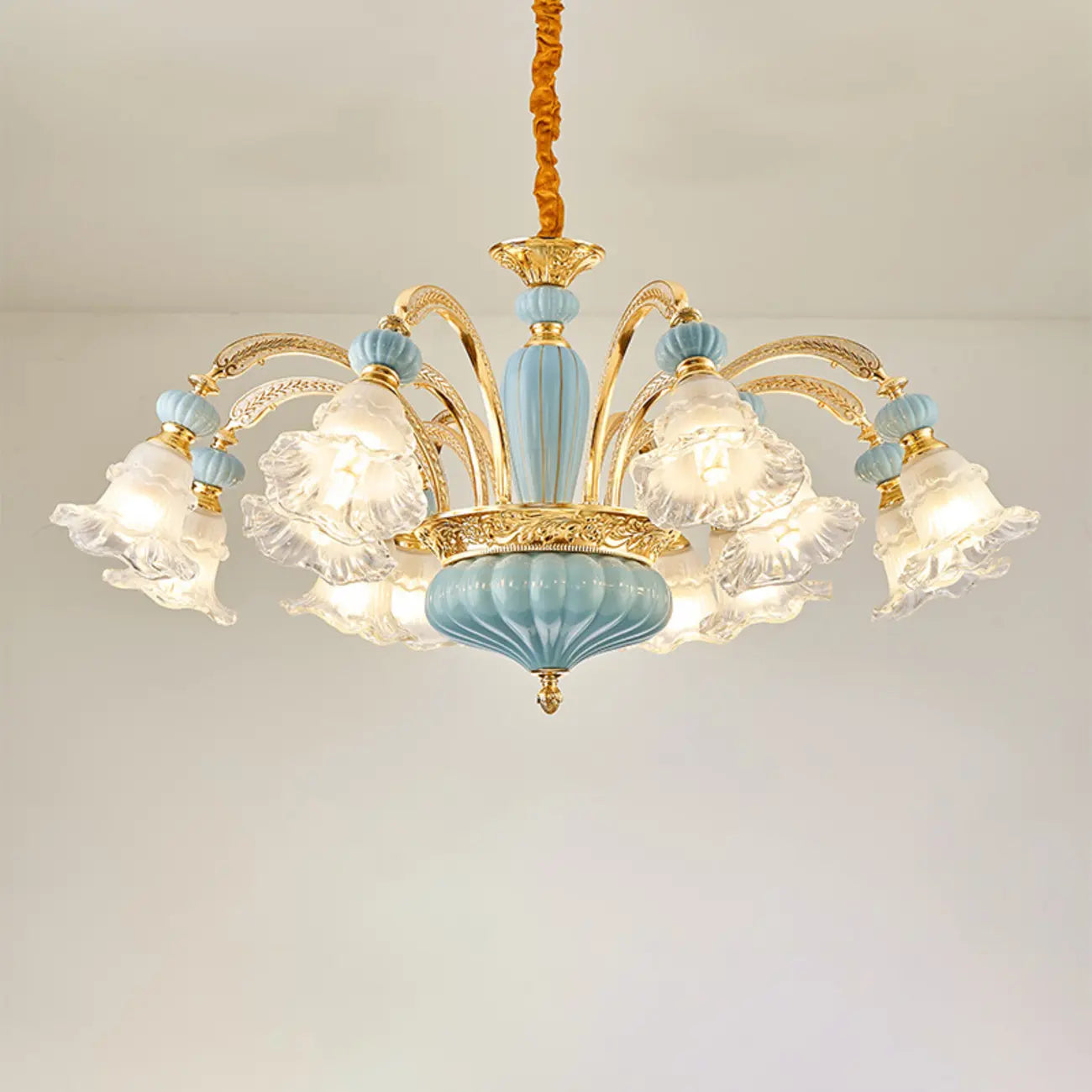 Vintage Floral Glass Chandelier for Living Room