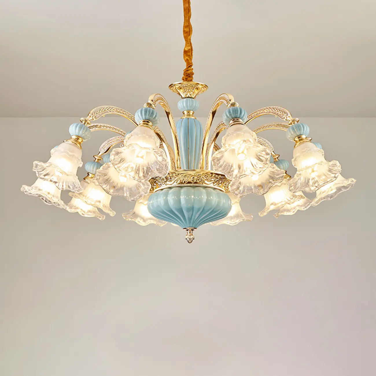 Vintage Floral Glass Chandelier for Living Room