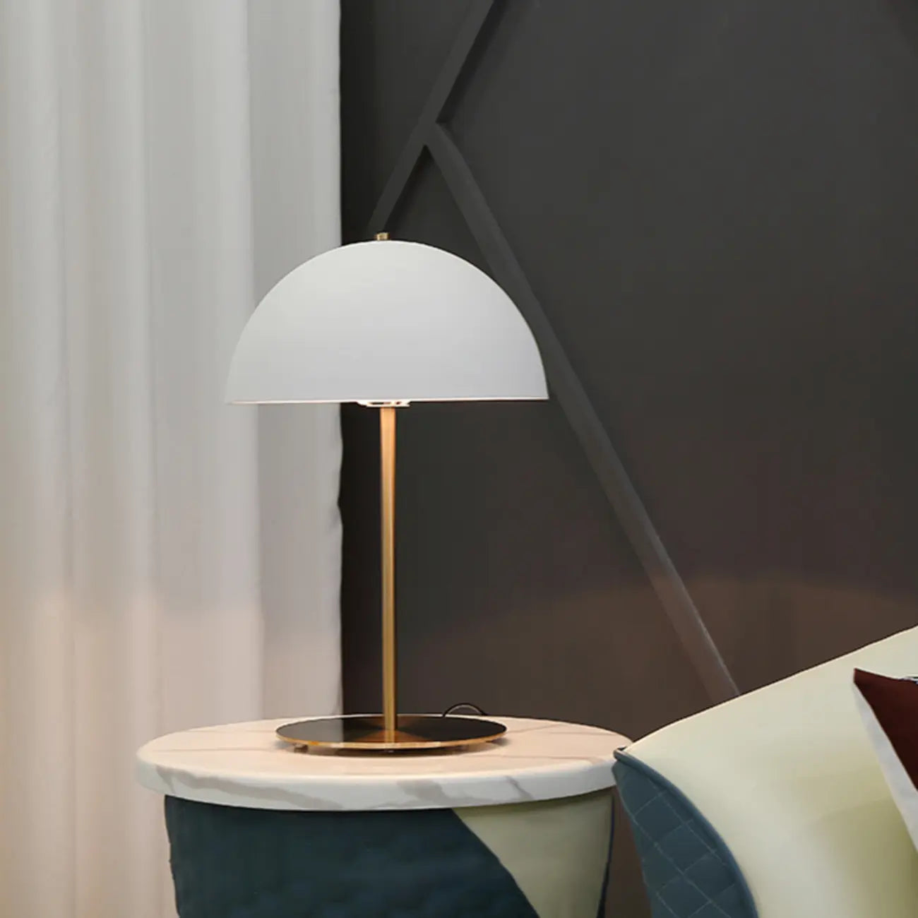 Macaron Iron Dome Shade Metal Table Lamp Plug in Electric