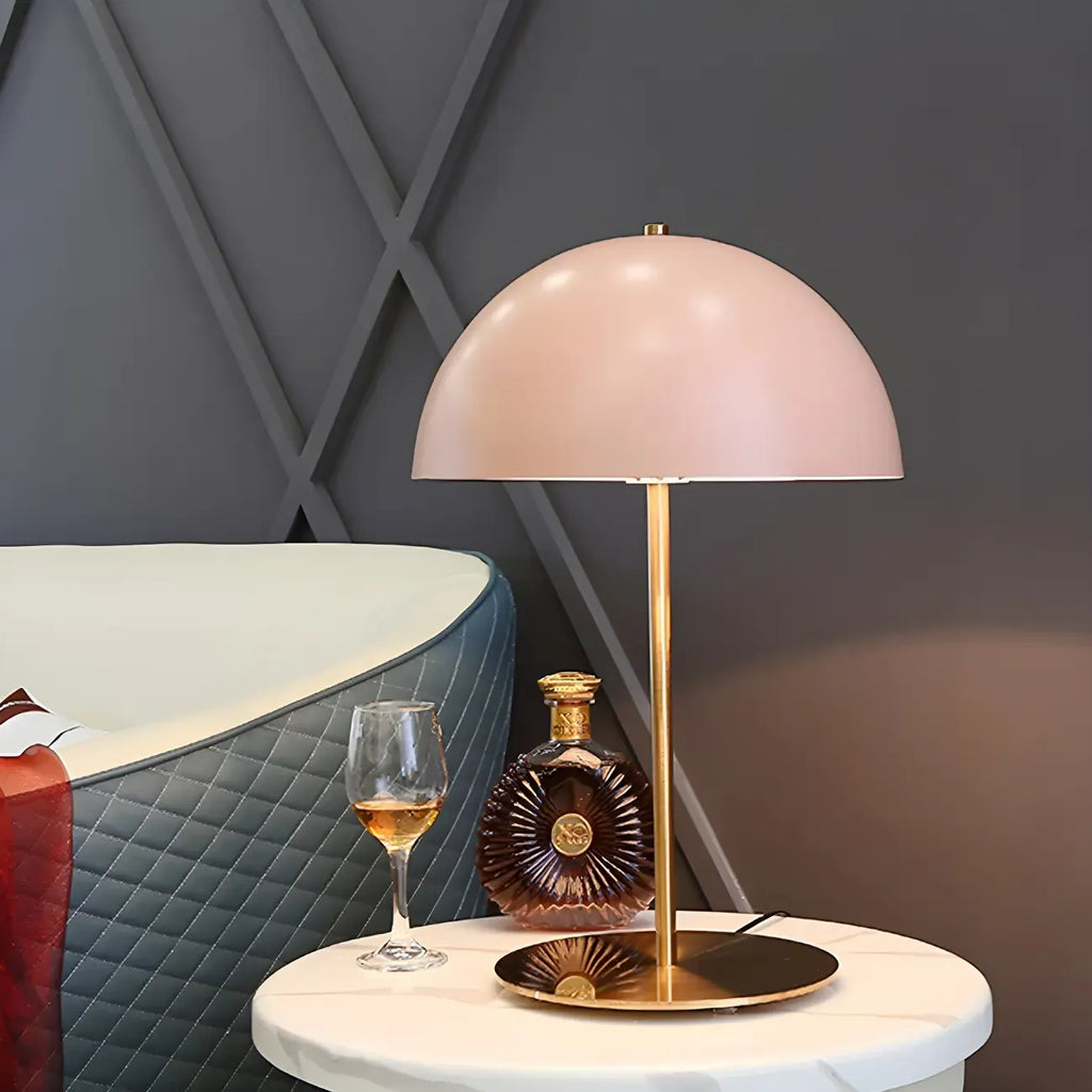 Macaron Iron Dome Shade Metal Table Lamp Plug in Electric