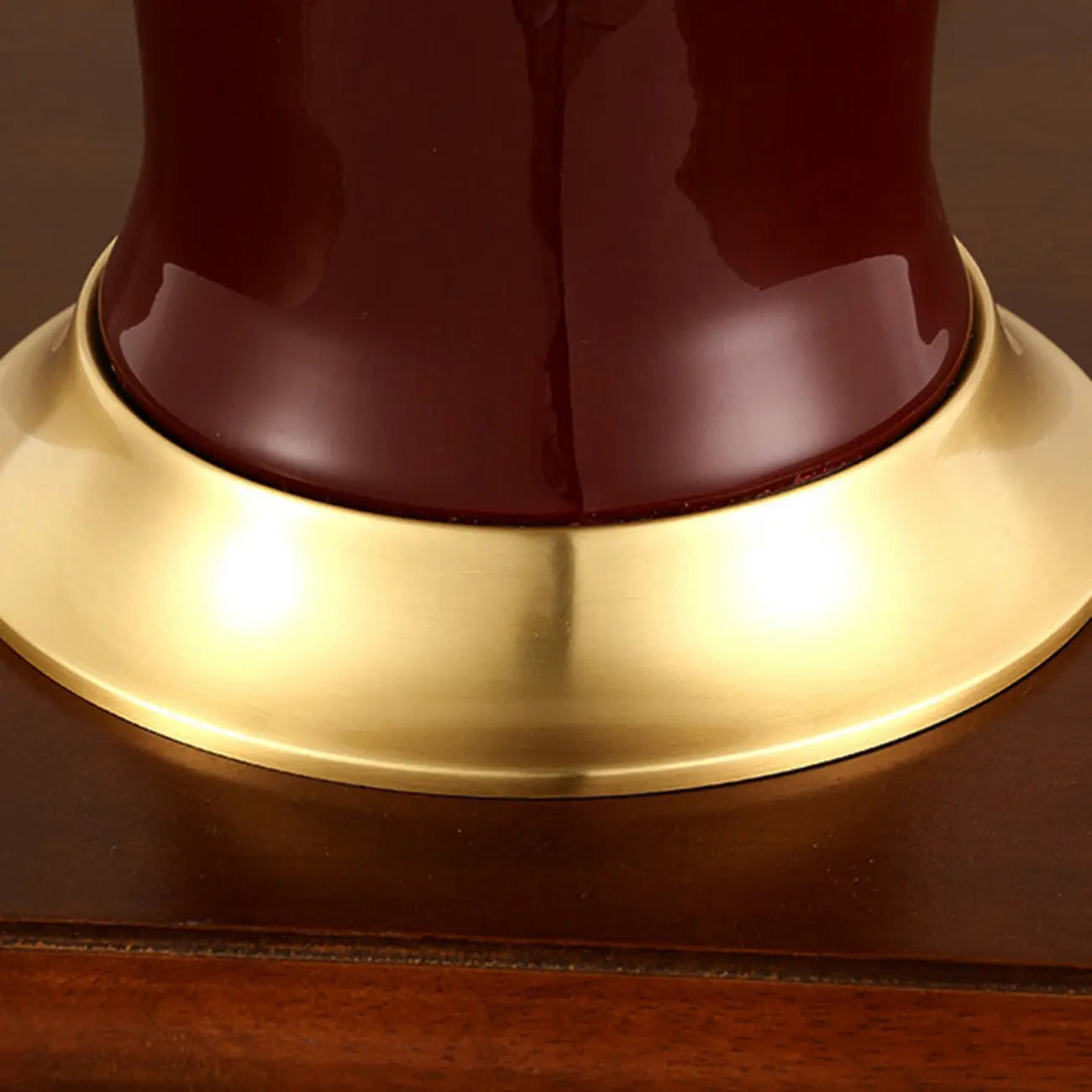 Red Geometric Ceramic Table Lamp Button Switch Fabric Shade