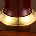 Red Geometric Ceramic Table Lamp Button Switch Fabric Shade