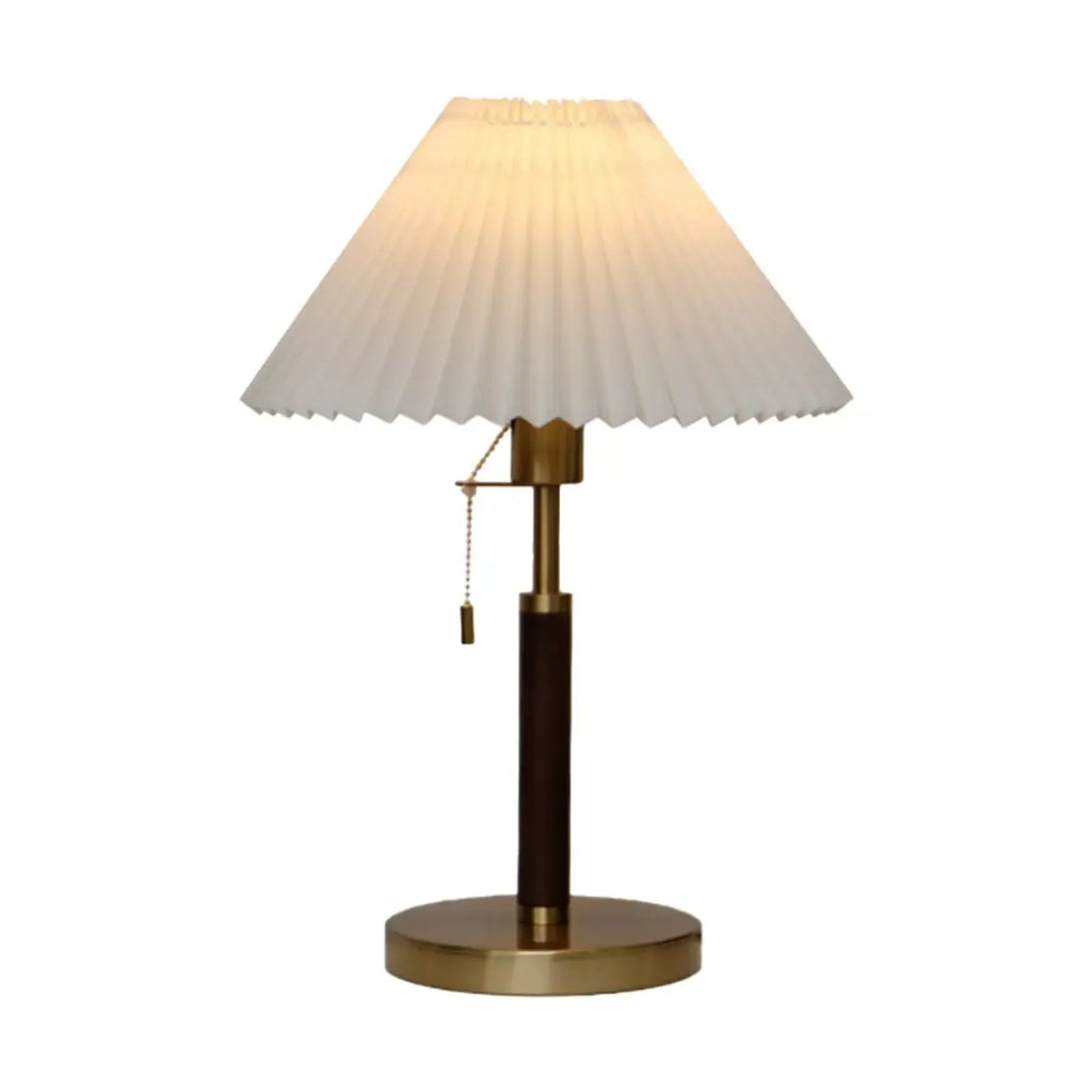 Elegant Fabric Pleated Table Lamp with Pull Chain for Bedroom