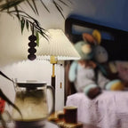 Elegant Fabric Pleated Table Lamp with Pull Chain for Bedroom