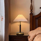 Elegant Fabric Pleated Table Lamp with Pull Chain for Bedroom