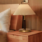 Elegant Fabric Pleated Table Lamp with Pull Chain for Bedroom