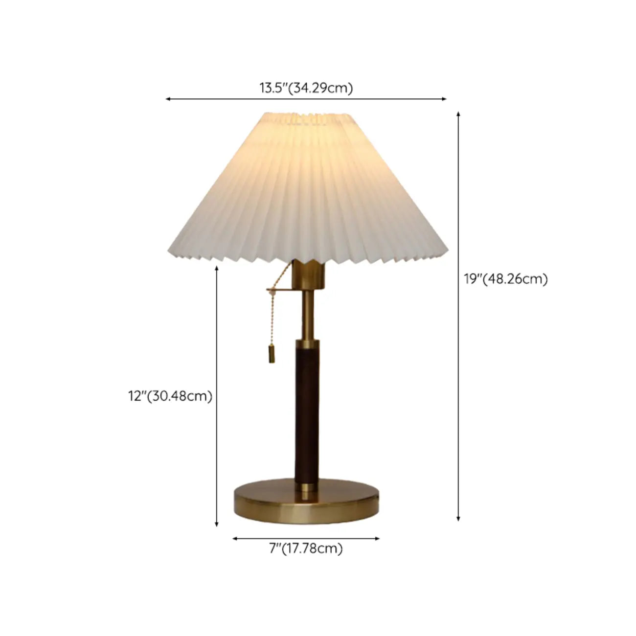 Elegant Fabric Pleated Table Lamp with Pull Chain for Bedroom