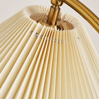 Wood Color Fabric Shade Modern Floor Lamp with Tripod Shelf