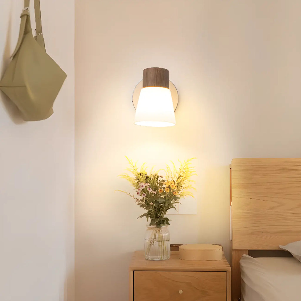 2-Light Modern Wood and Glass Bathroom Vanity Light Fixture