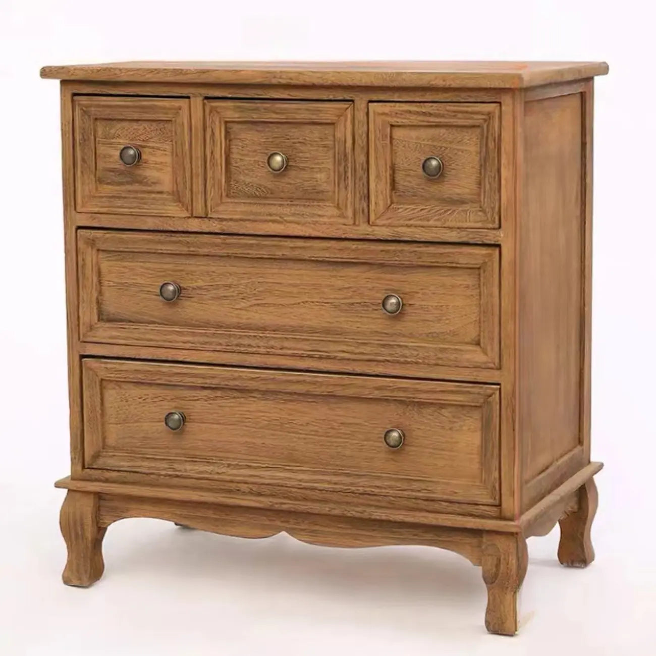 Rustic Wooden White Accent Cabinet with Multiple Drawers