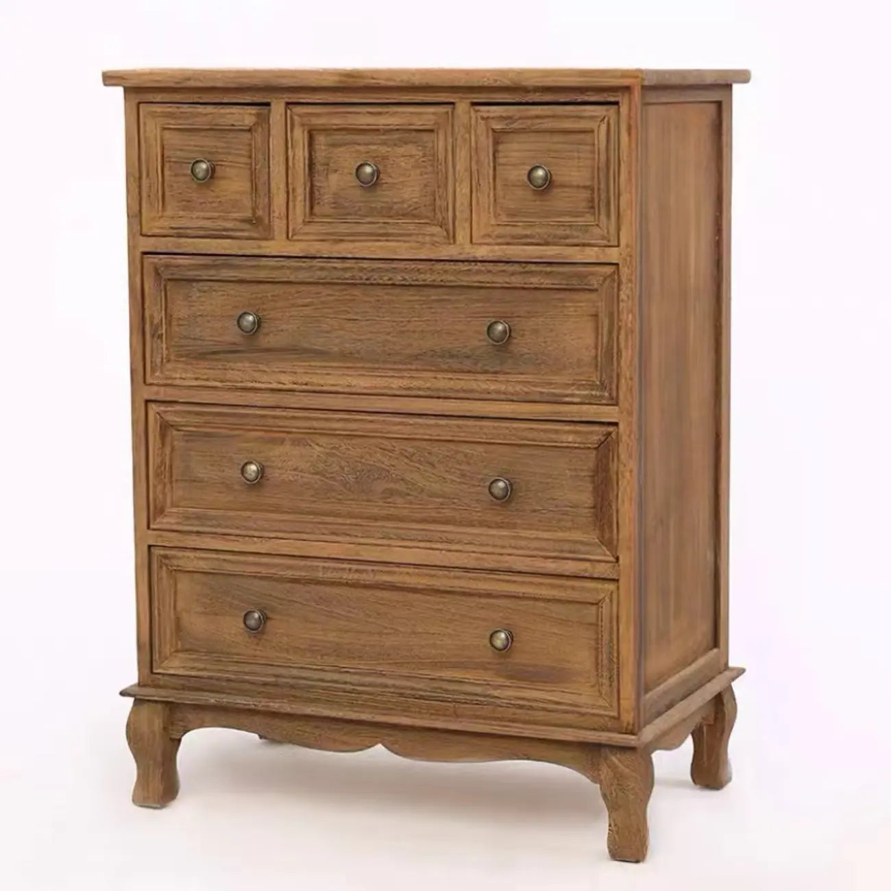 Rustic Wooden White Accent Cabinet with Multiple Drawers