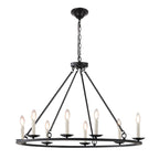 Black Iron Industrial Candle Chandelier for Dining Room