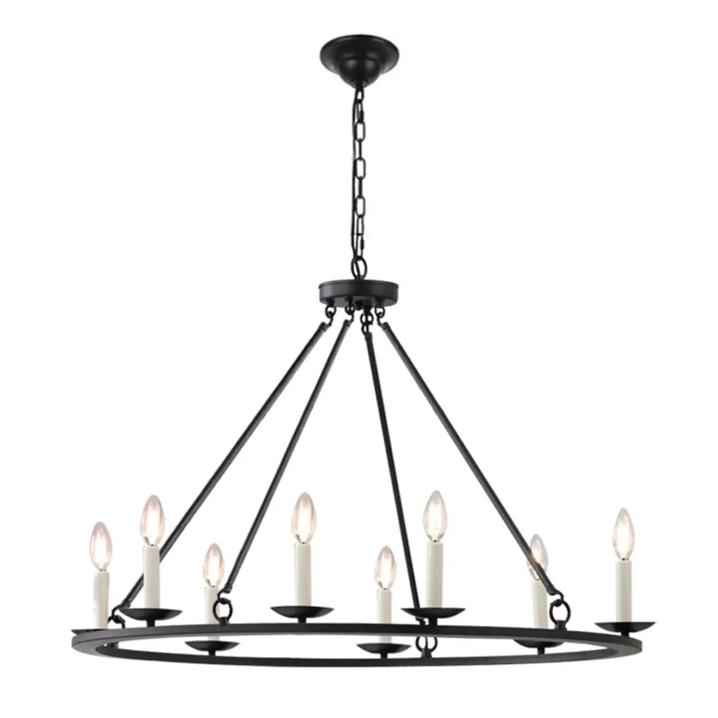Black Iron Industrial Candle Chandelier for Dining Room