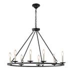 Black Iron Industrial Candle Chandelier for Dining Room
