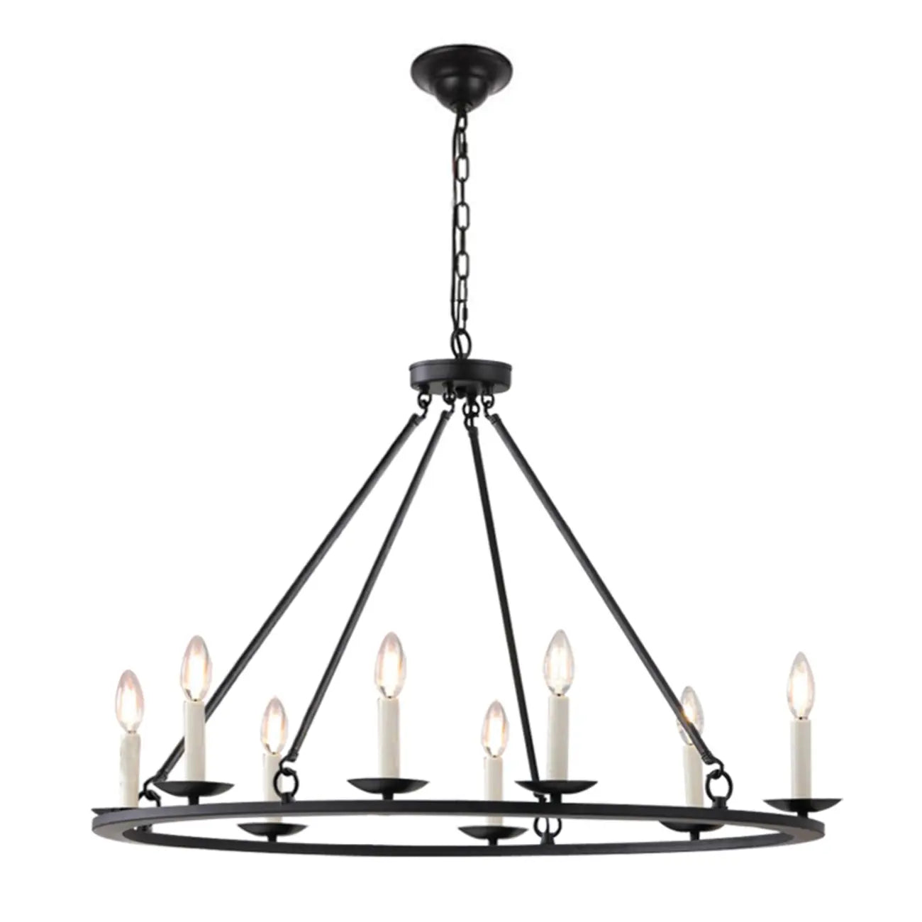 Black Iron Industrial Candle Chandelier for Dining Room