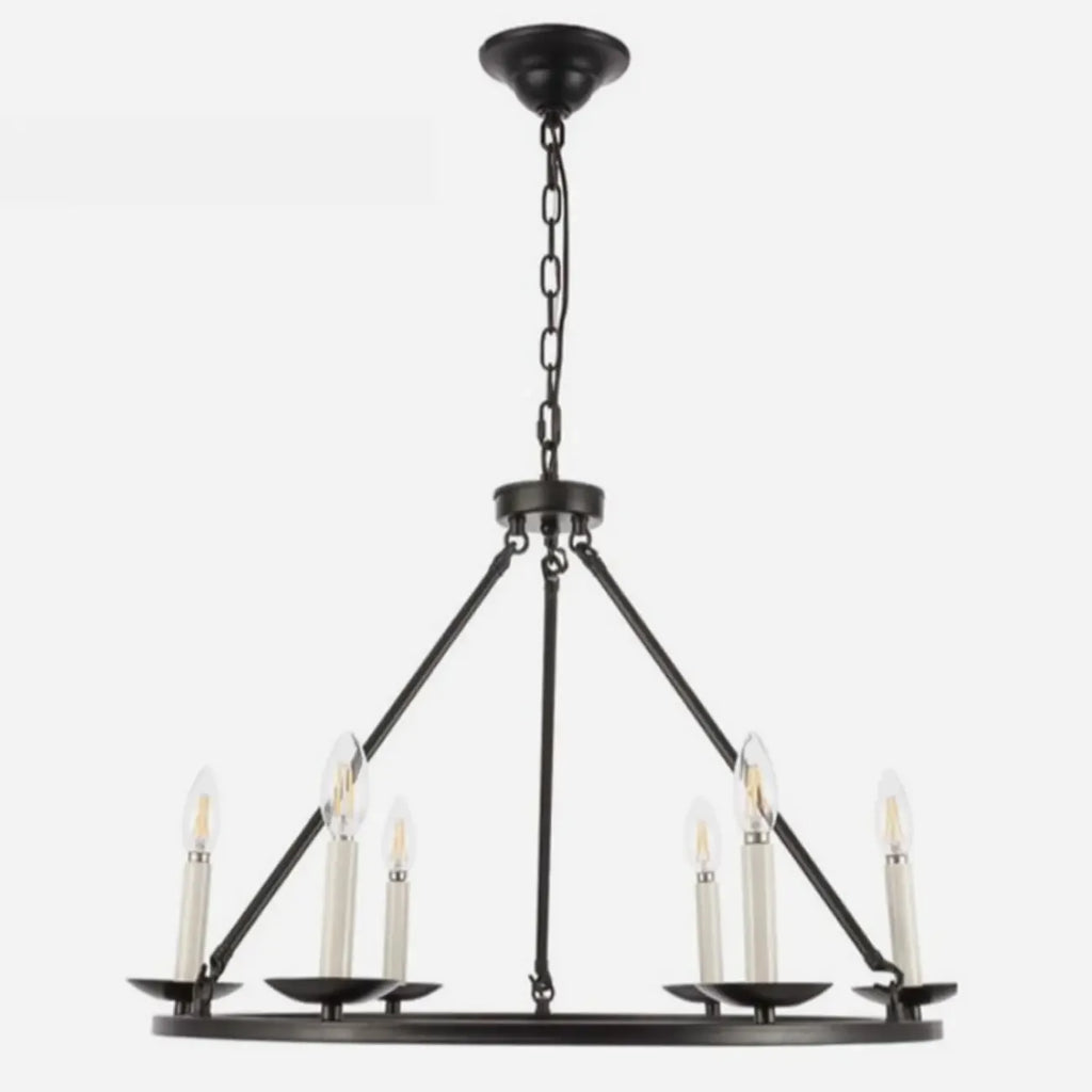 Black Iron Industrial Candle Chandelier for Dining Room