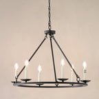 Black Iron Industrial Candle Chandelier for Dining Room