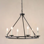 Black Iron Industrial Candle Chandelier for Dining Room