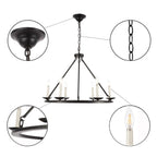 Black Iron Industrial Candle Chandelier for Dining Room
