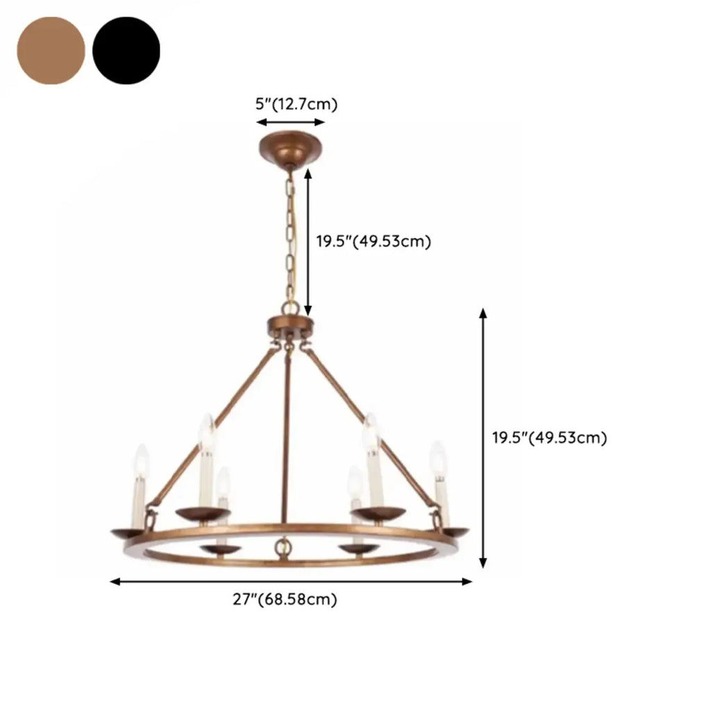 Black Iron Industrial Candle Chandelier for Dining Room