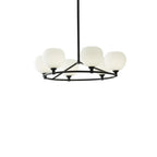 Minimalist White Glass Globe Black Metal Chandelier