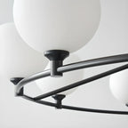 Minimalist White Glass Globe Black Metal Chandelier