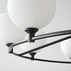 Minimalist White Glass Globe Black Metal Chandelier