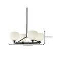 Minimalist White Glass Globe Black Metal Chandelier