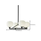 Minimalist White Glass Globe Black Metal Chandelier