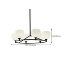 Minimalist White Glass Globe Black Metal Chandelier