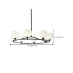 Minimalist White Glass Globe Black Metal Chandelier