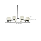 Minimalist White Glass Globe Black Metal Chandelier