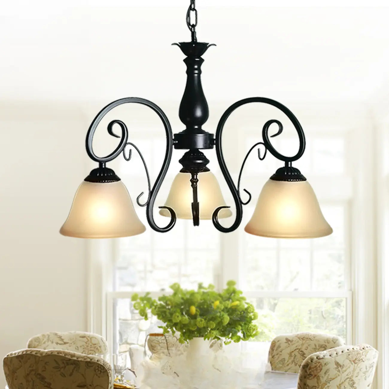Vintage Bell Black Metal Pendant Chandelier