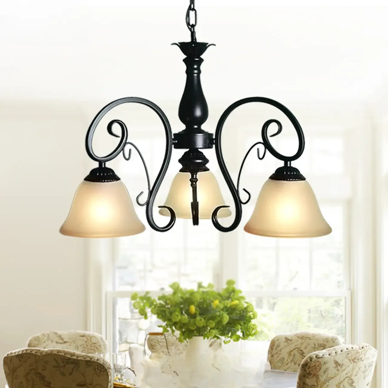 Vintage Bell Black Metal Pendant Chandelier