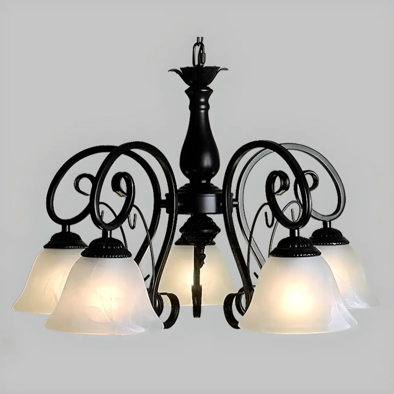 Vintage Bell Black Metal Pendant Chandelier