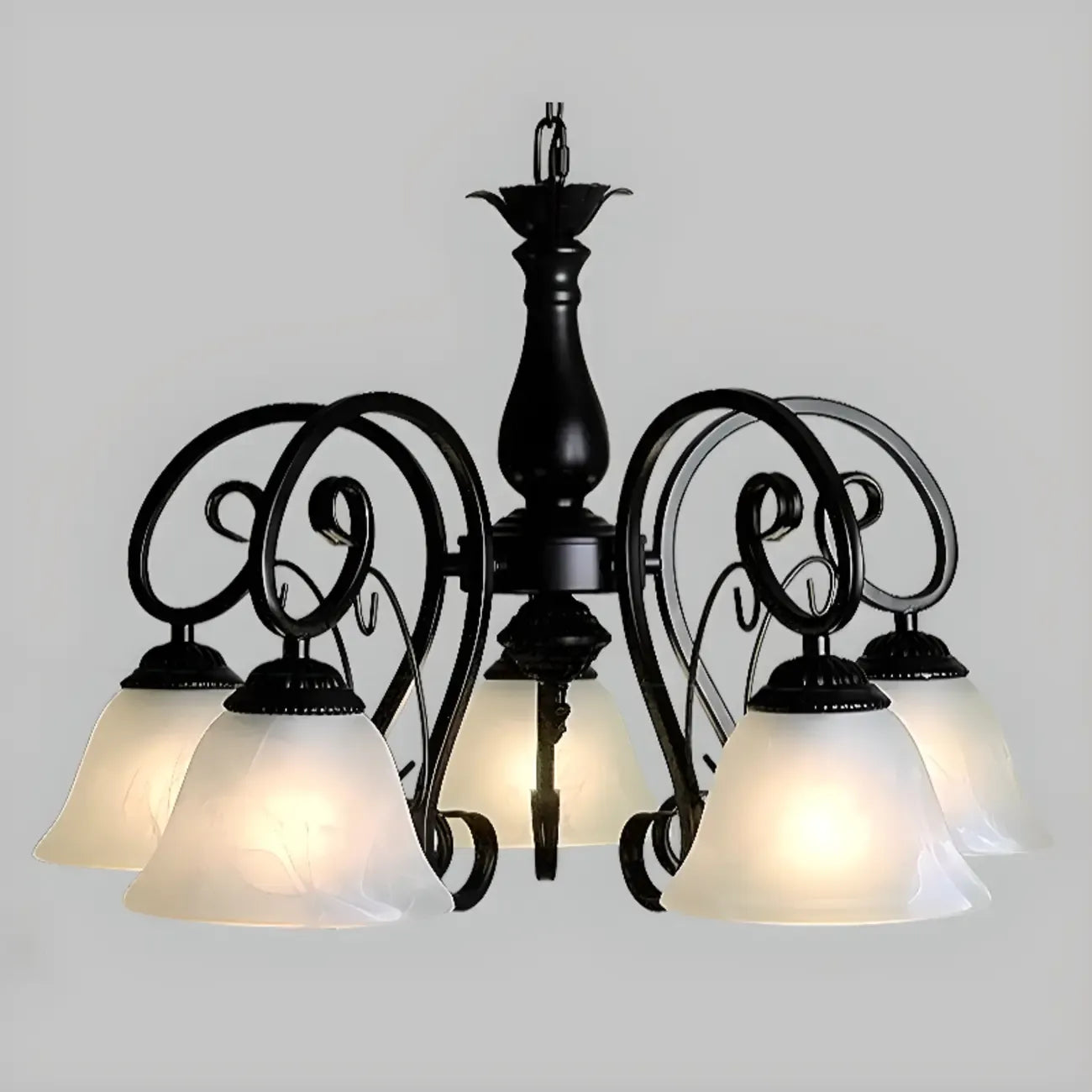 Vintage Bell Black Metal Pendant Chandelier