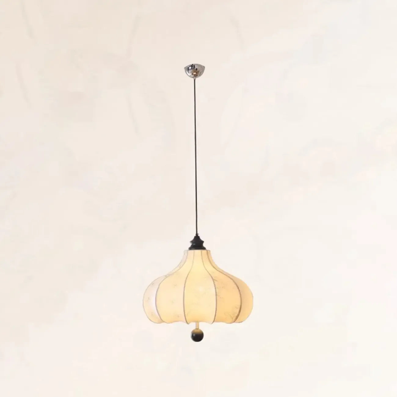 Adjustable Vintage Lantern Chandelier with Fabric Lampshade