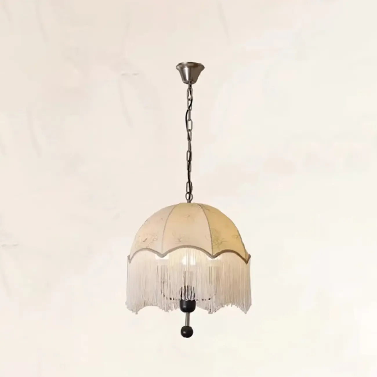 Adjustable Vintage Lantern Chandelier with Fabric Lampshade