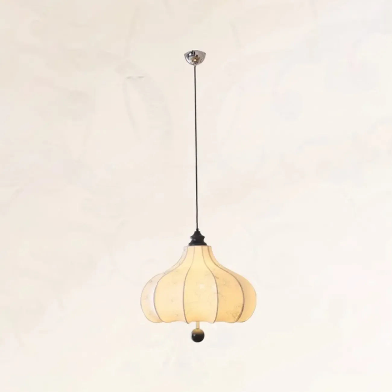 Adjustable Vintage Lantern Chandelier with Fabric Lampshade