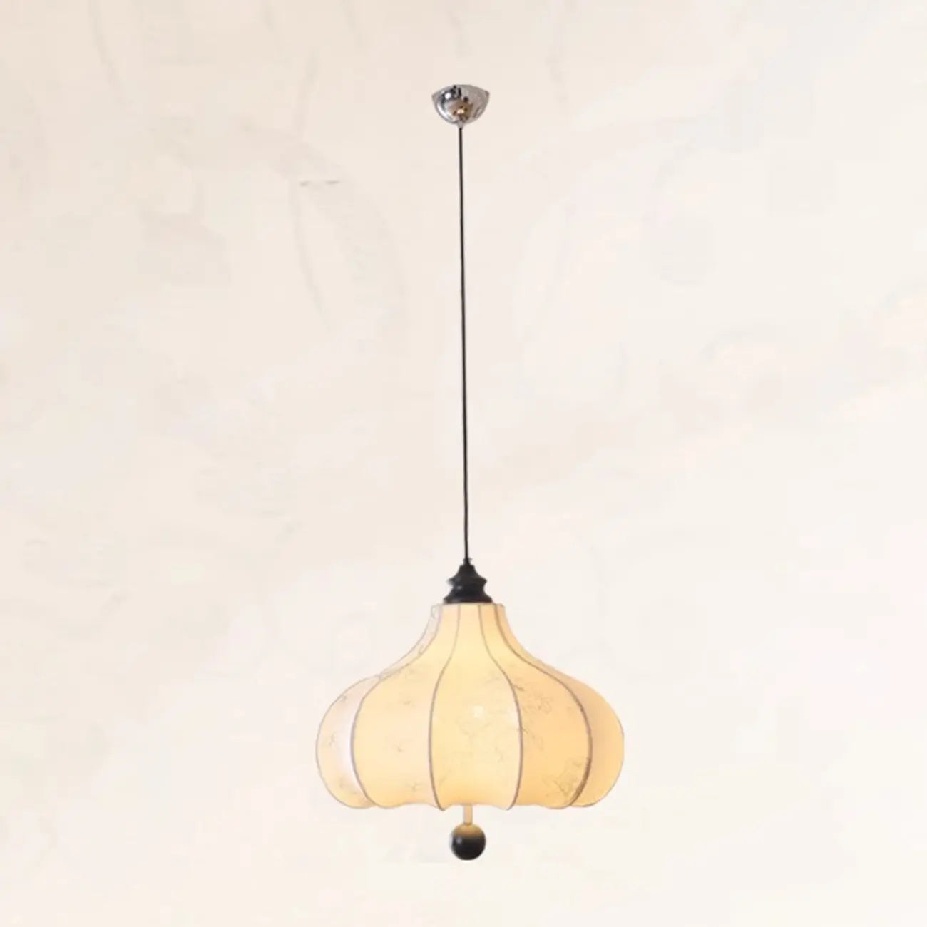 Adjustable Vintage Lantern Chandelier with Fabric Lampshade