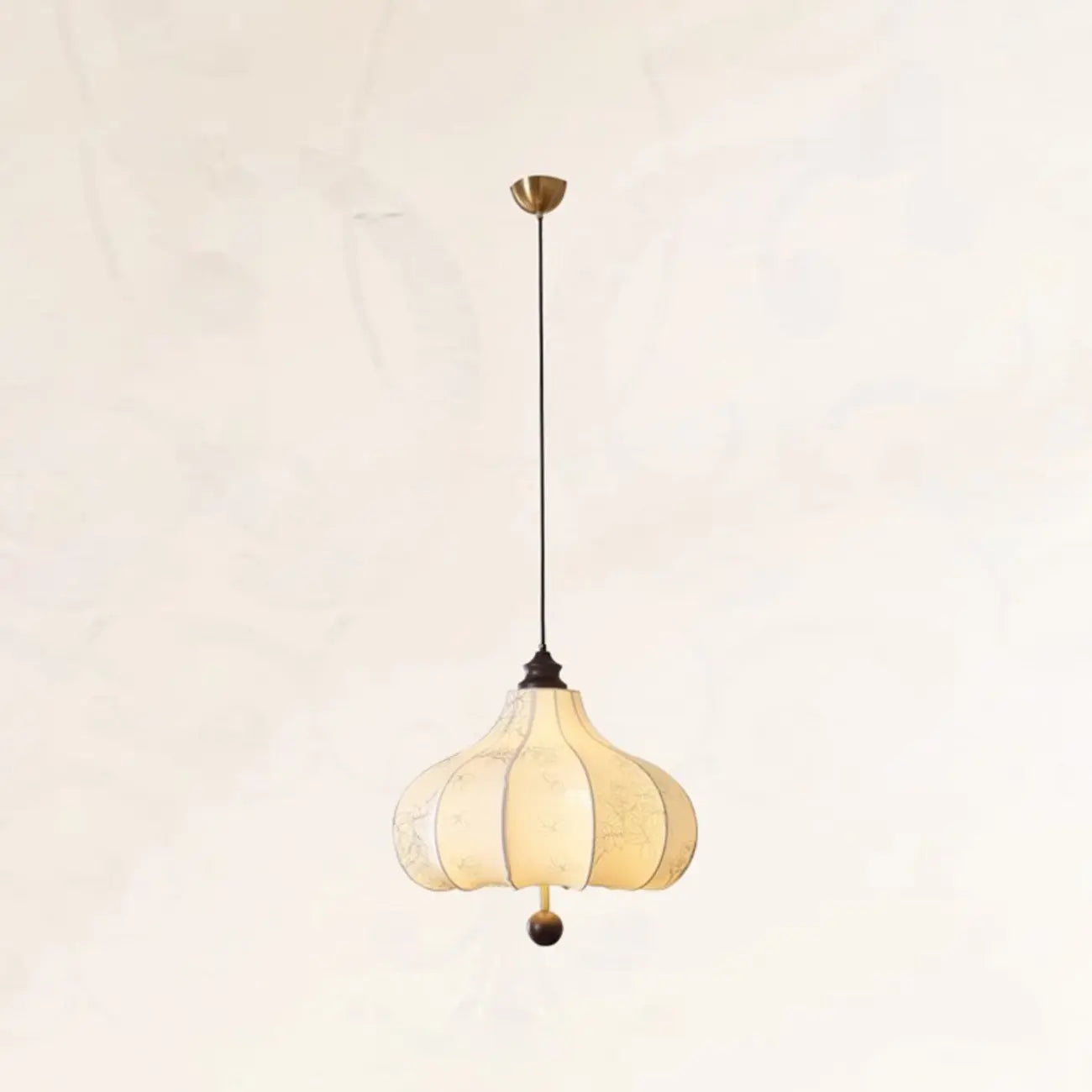 Adjustable Vintage Lantern Chandelier with Fabric Lampshade