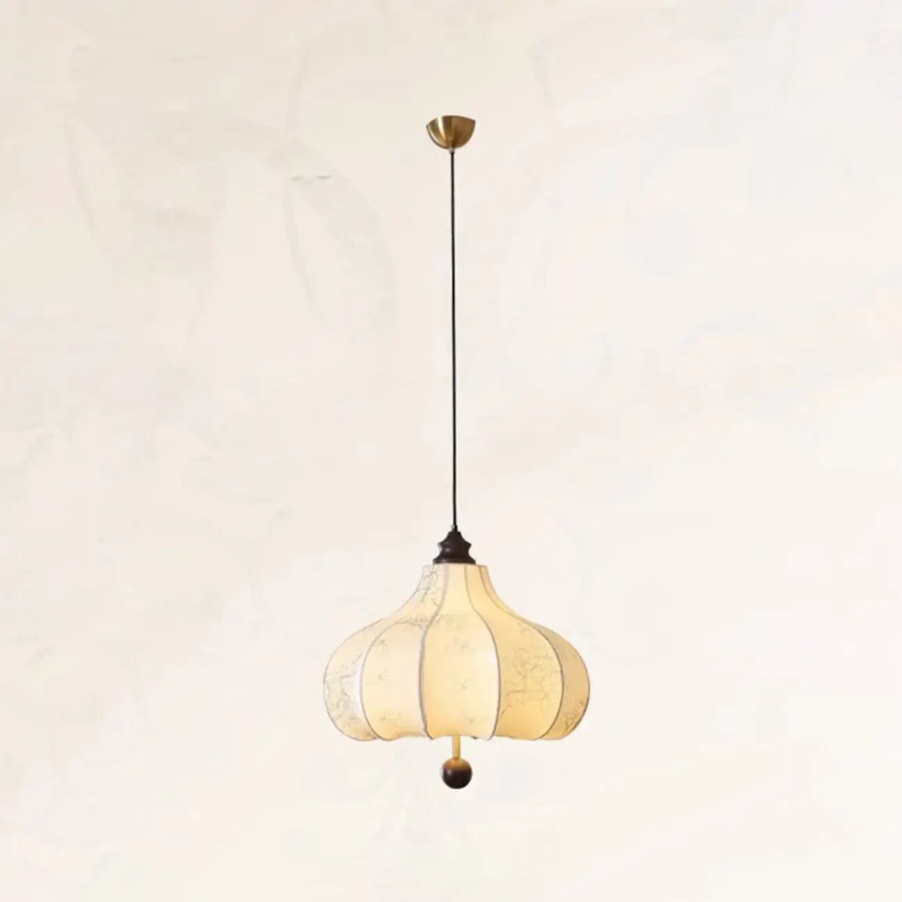 Adjustable Vintage Lantern Chandelier with Fabric Lampshade