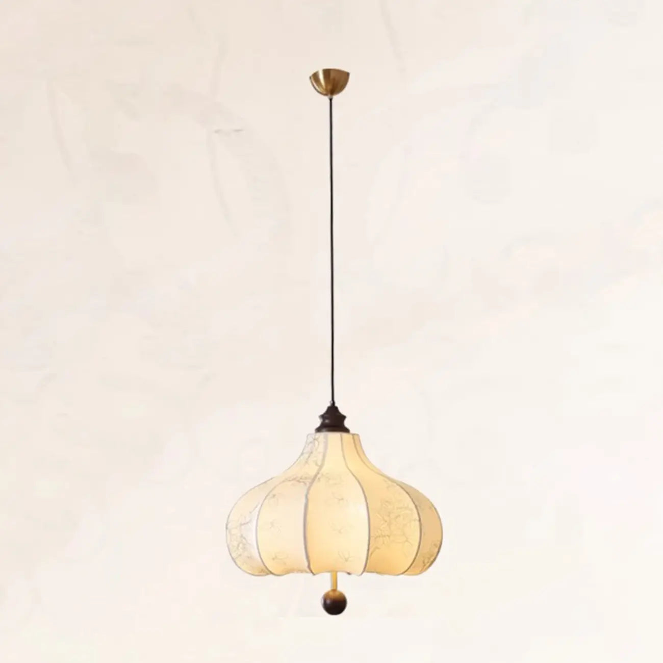 Adjustable Vintage Lantern Chandelier with Fabric Lampshade