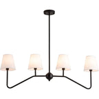 Black Metal Island Pendant Light with 4 Lights in Fabric Cylinder Shape