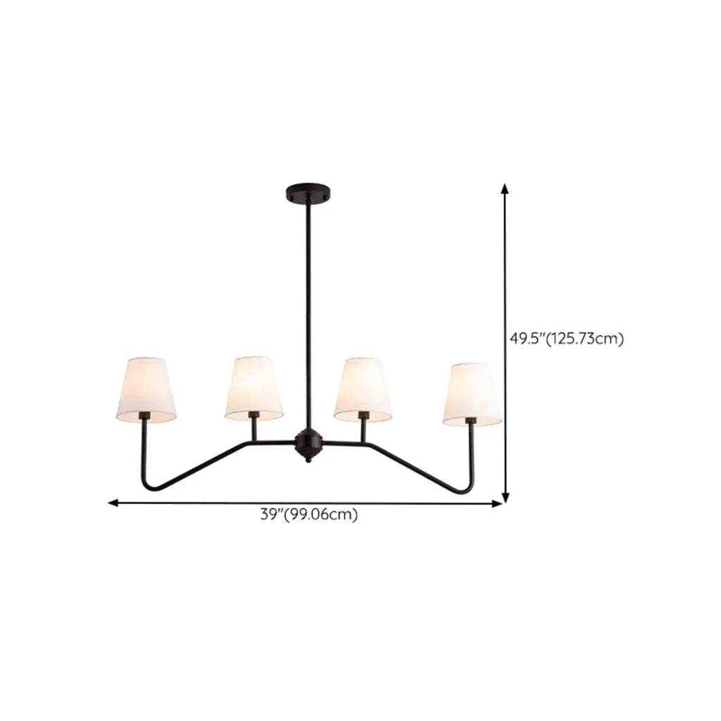 Black Metal Island Pendant Light with 4 Lights in Fabric Cylinder Shape