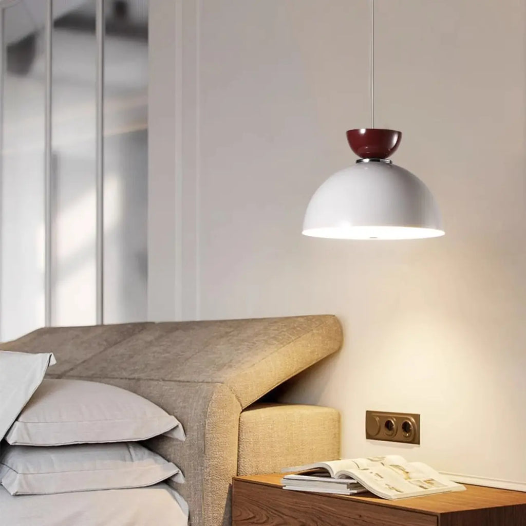 Modern Burgundy Rectangular LED Pendant Light for Living Room