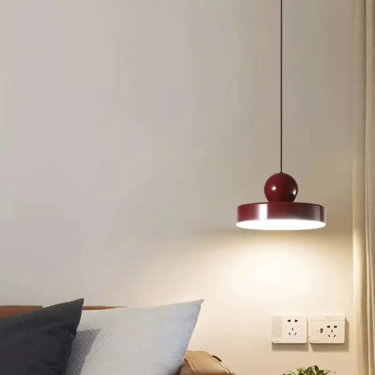 Modern Burgundy Rectangular LED Pendant Light for Living Room