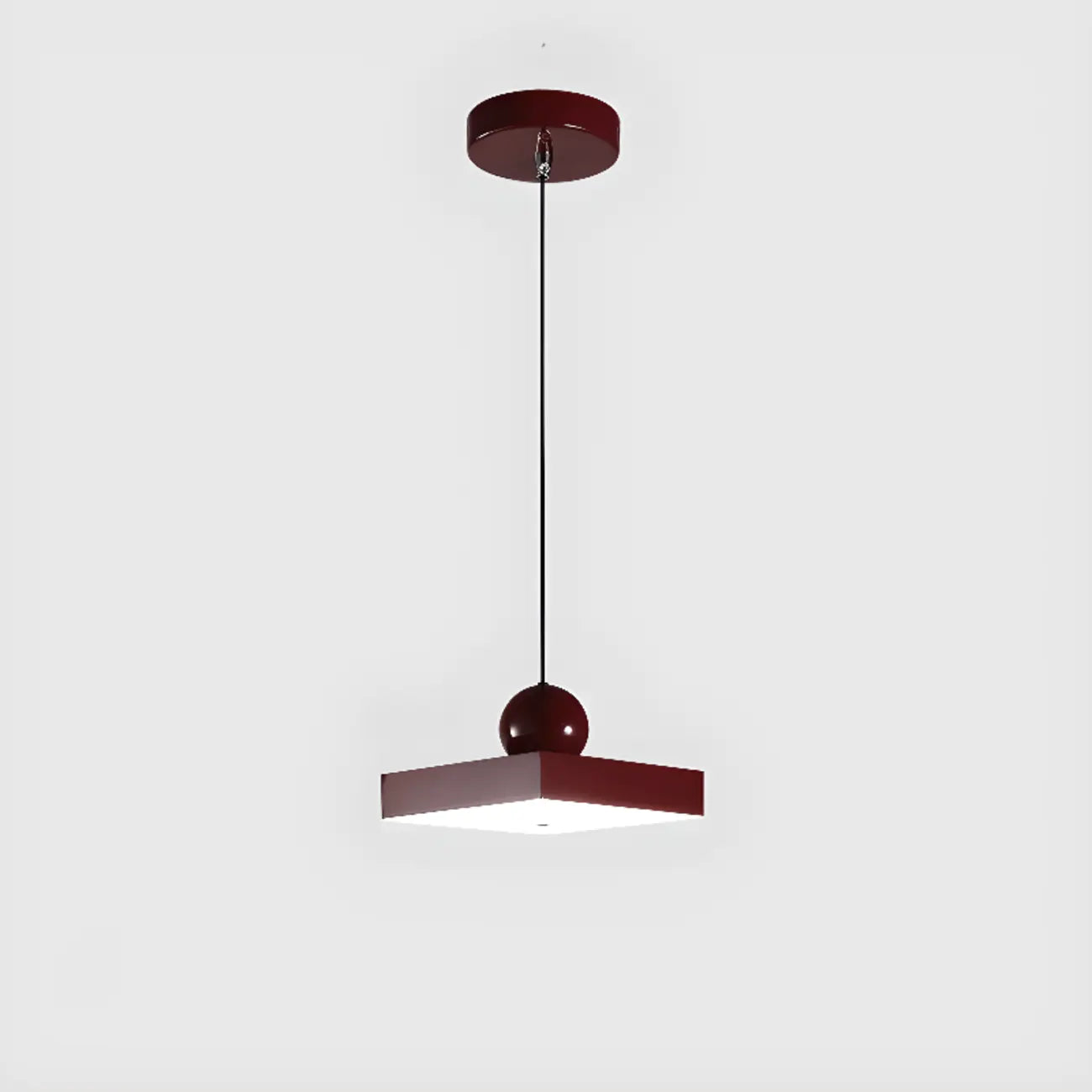 Modern Burgundy Rectangular LED Pendant Light for Living Room