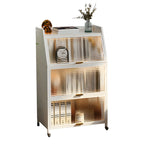 Modish Metal Black Bedside Cabinet with Clear Glass Doors