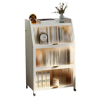 Modish Metal Black Bedside Cabinet with Clear Glass Doors